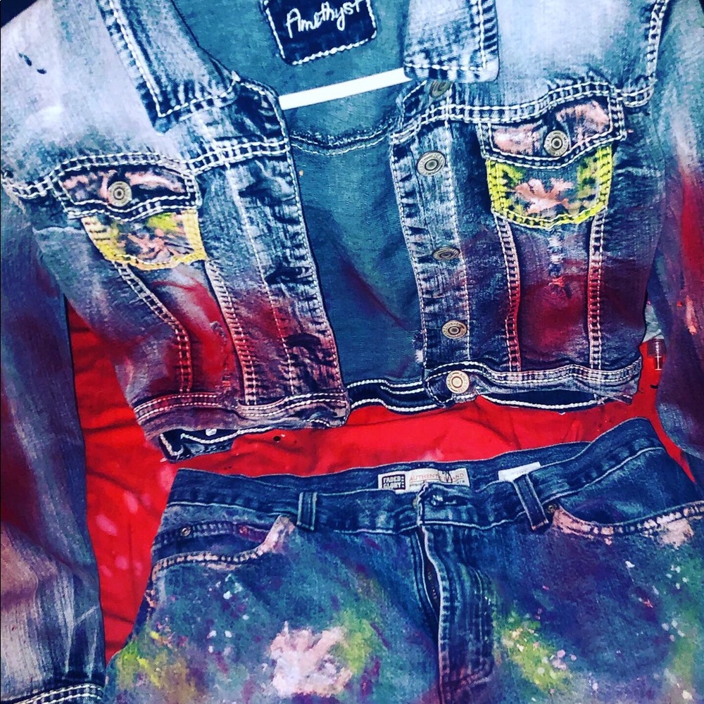 Custom painted Jean jacket set